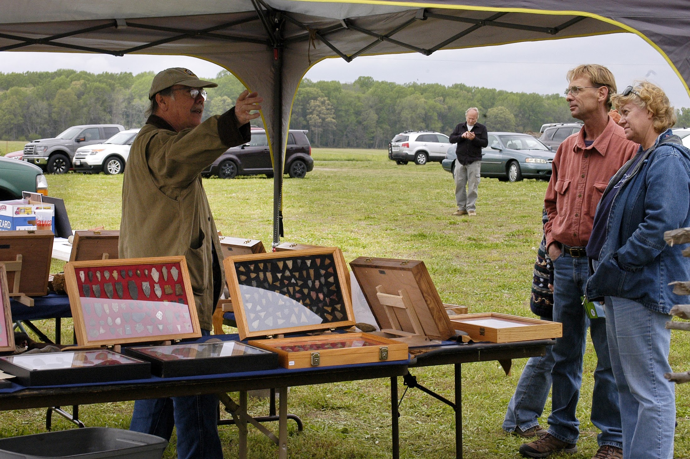 Terry having lively discussions with interested visitors at Handsell