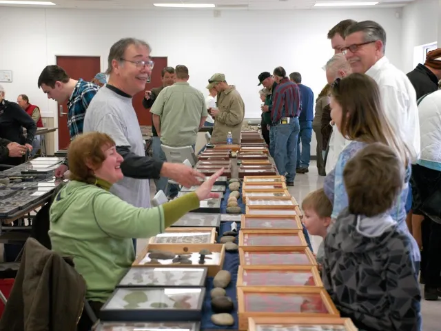 Lively discussion with Terry Crannell as he presents local artifacts to the community to see and learn from.