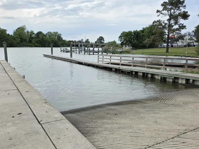 View of the public boat ramp area at Secretary Boat Ramp in Secretary, Maryland.